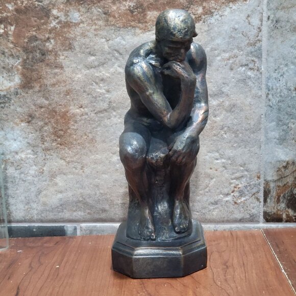 The Thinker Thinking Man Nude Male Figure Bronze Sculpture Statue